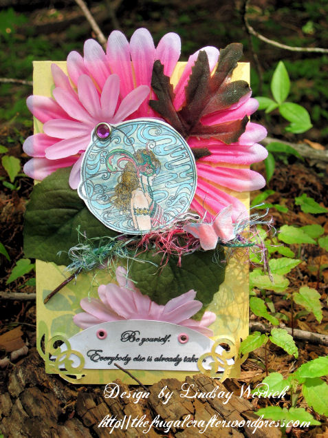 Stamps: About Art Accents, Paper: K&co, Ink: SU! other: twig, yarn, silk flowers, brad, shimmer spray