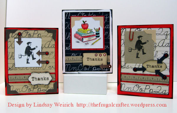 these 3 cards were made with the freebie cardkit printed once, the middle card uses the freebie digital stamp (Lindsay's Stamp Stuff) other rubber stamps are by Inque Boutique.