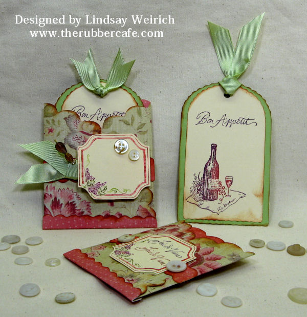 Stamps: The Rubber Cafe, Paper: K&Co, Other: ribbon, beads, eyepin, vintage buttons