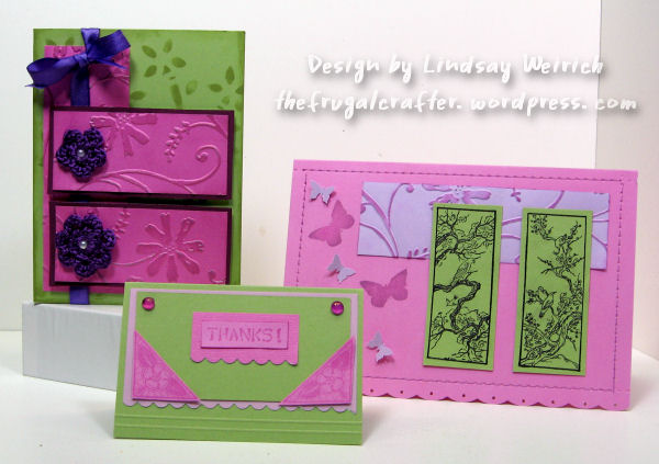 Stamps: About Art Accents, Cardstock: SU!, Paper Co, DCWV, Embossing folder: Cuttlebug, Tool: Scor-Pal/scor-bug, other: Homemade dew drops and crocheted flowers