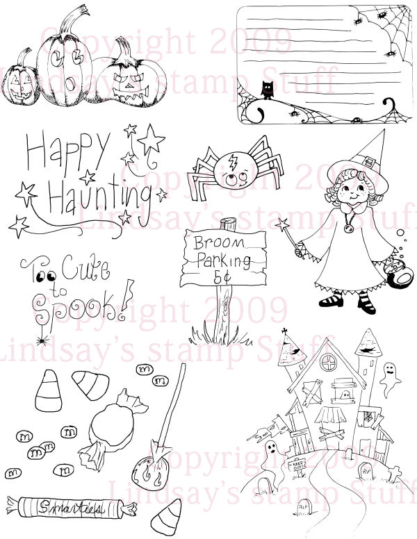Cute Halloween Set: Lindsay's Stamp Stuff, 9 stamps for only $5!