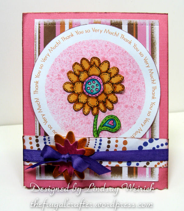 I placed my doodle daisy stamp in the center on this one. The pattern paper is a freebie!