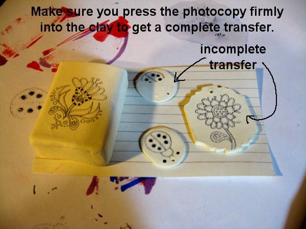 Here are the stamps transferred on the clay after baking.